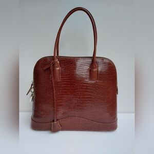 Vintage genuine leather handbag satchel by Town